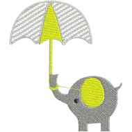 Matriz de Bordado Elefante Com Guarda Chuva 